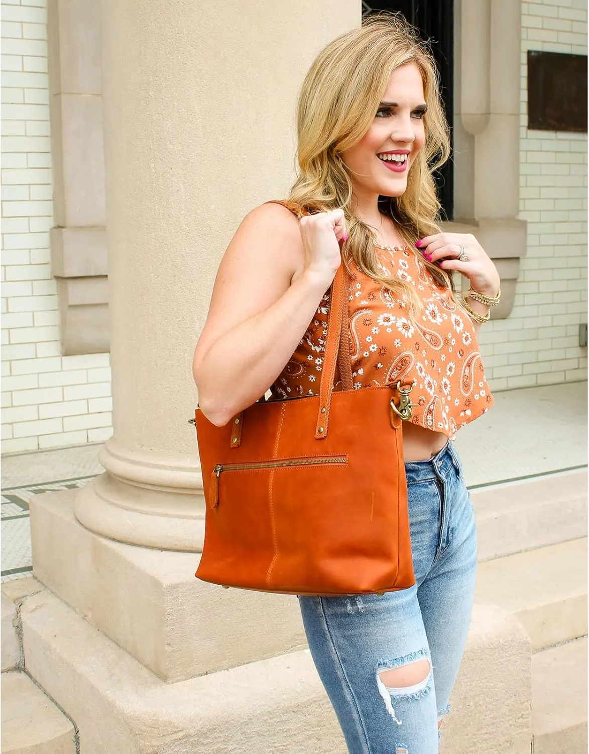 S-ZONE Women Genuine Leather Tote Bag Shoulder Handbag Vintage Crossbody Purse