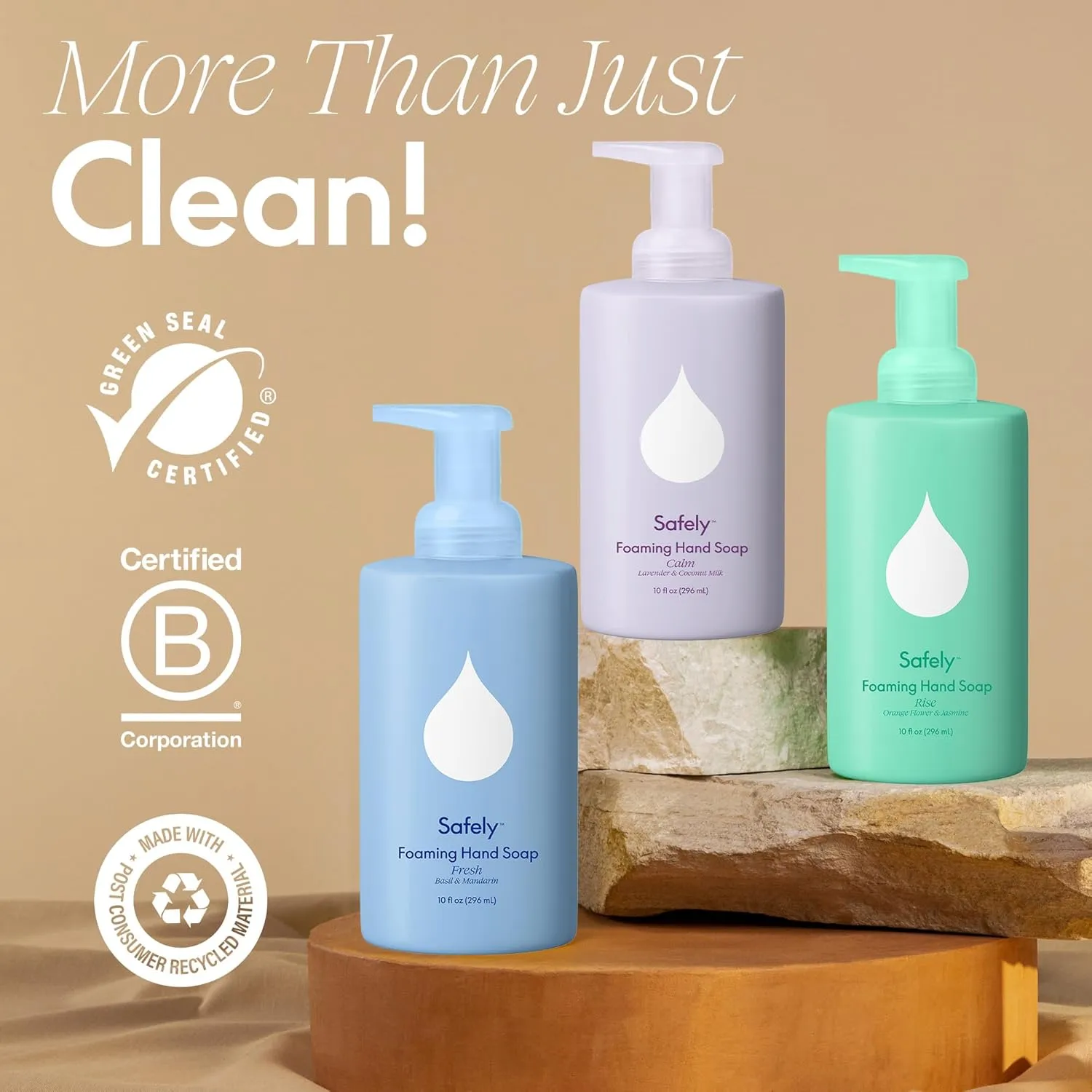 Safely Foaming Hand Soap – Fresh 6-Pack, Moisturizing Liquid Hand Soap With Coconut Conditioning, Leaves Skin Soft And Smooth, Removes Dirt, Grease, and Impurities, 10 Fl Oz Each