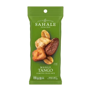 Sahale Snacks Mango Tango Almond Trail Mix, 1.5 oz Grab & Go Bags (18 Packs) - Dry-Roasted Deluxe Mixed Nuts with Dried Mango & Banana Chips - Non-GMO, Kosher Trail Mix & Certified Gluten-Free Snacks