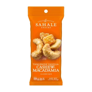 Sahale Snacks Tangerine Vanilla Cashew-Macadamia Glazed Mix,1.5 oz Grab & Go Bags(18 Packs)Dry-Roasted Deluxe Mixed Nuts with Mangoes & Madagascar Vanilla-Non-GMO,Kosher,& Certified Gluten Free Snacks