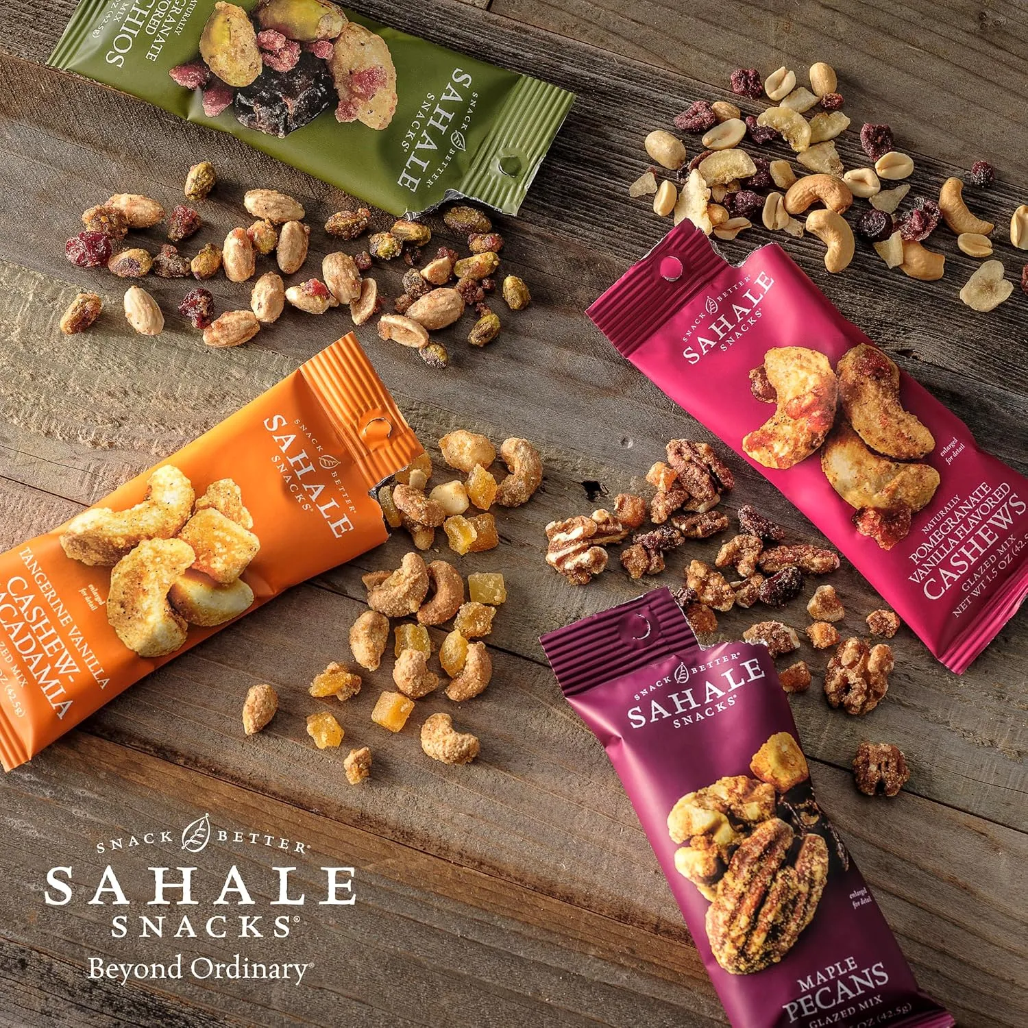 Sahale Snacks Tangerine Vanilla Cashew-Macadamia Glazed Mix,1.5 oz Grab & Go Bags(18 Packs)Dry-Roasted Deluxe Mixed Nuts with Mangoes & Madagascar Vanilla-Non-GMO,Kosher,& Certified Gluten Free Snacks