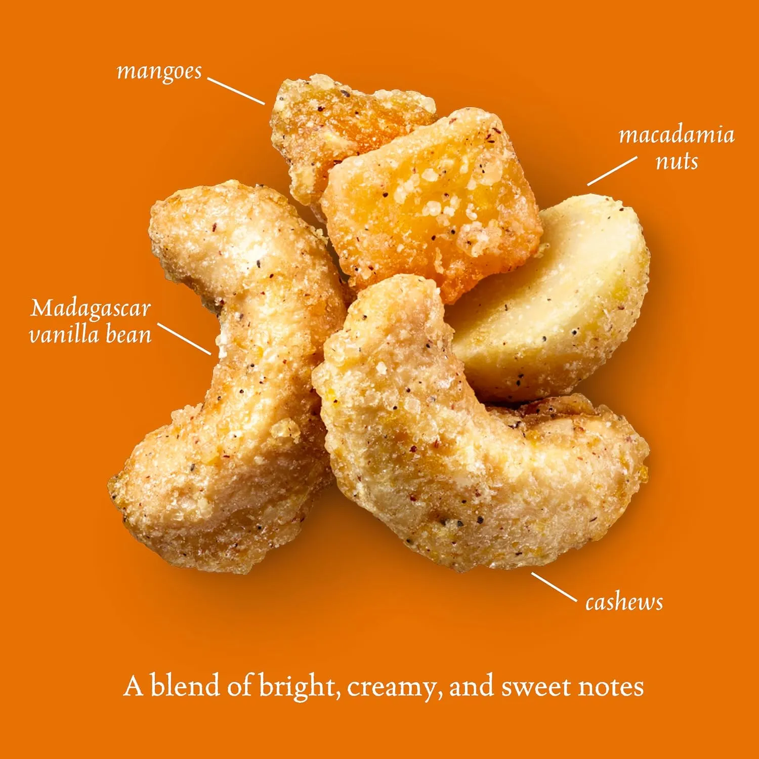 Sahale Snacks Tangerine Vanilla Cashew-Macadamia Glazed Mix,1.5 oz Grab & Go Bags(18 Packs)Dry-Roasted Deluxe Mixed Nuts with Mangoes & Madagascar Vanilla-Non-GMO,Kosher,& Certified Gluten Free Snacks