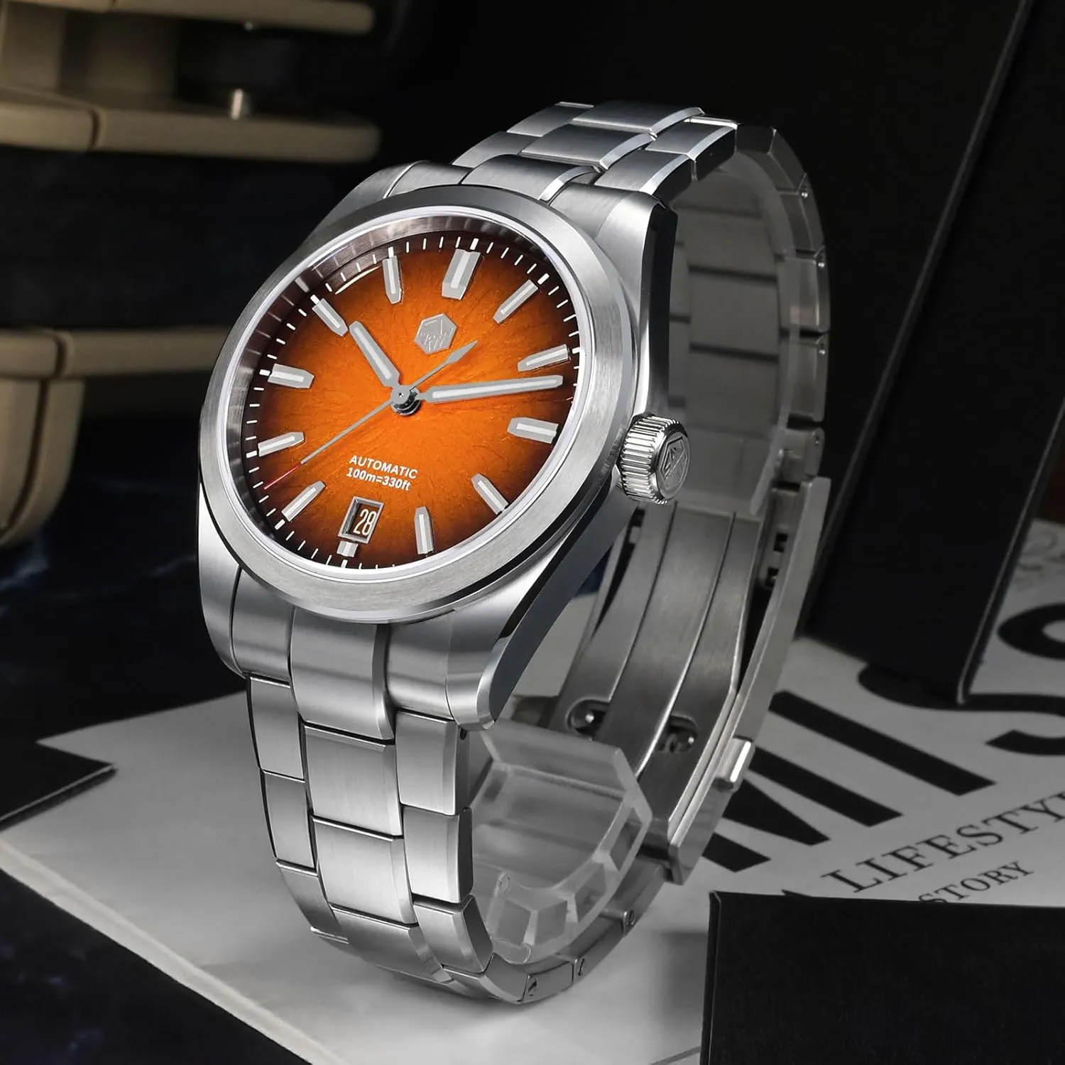 San Martin Men Watch SN0144-GX, 9015 Automatic Mechanical Movement Sapphire Glass 10 Bar Diving Watch for Men