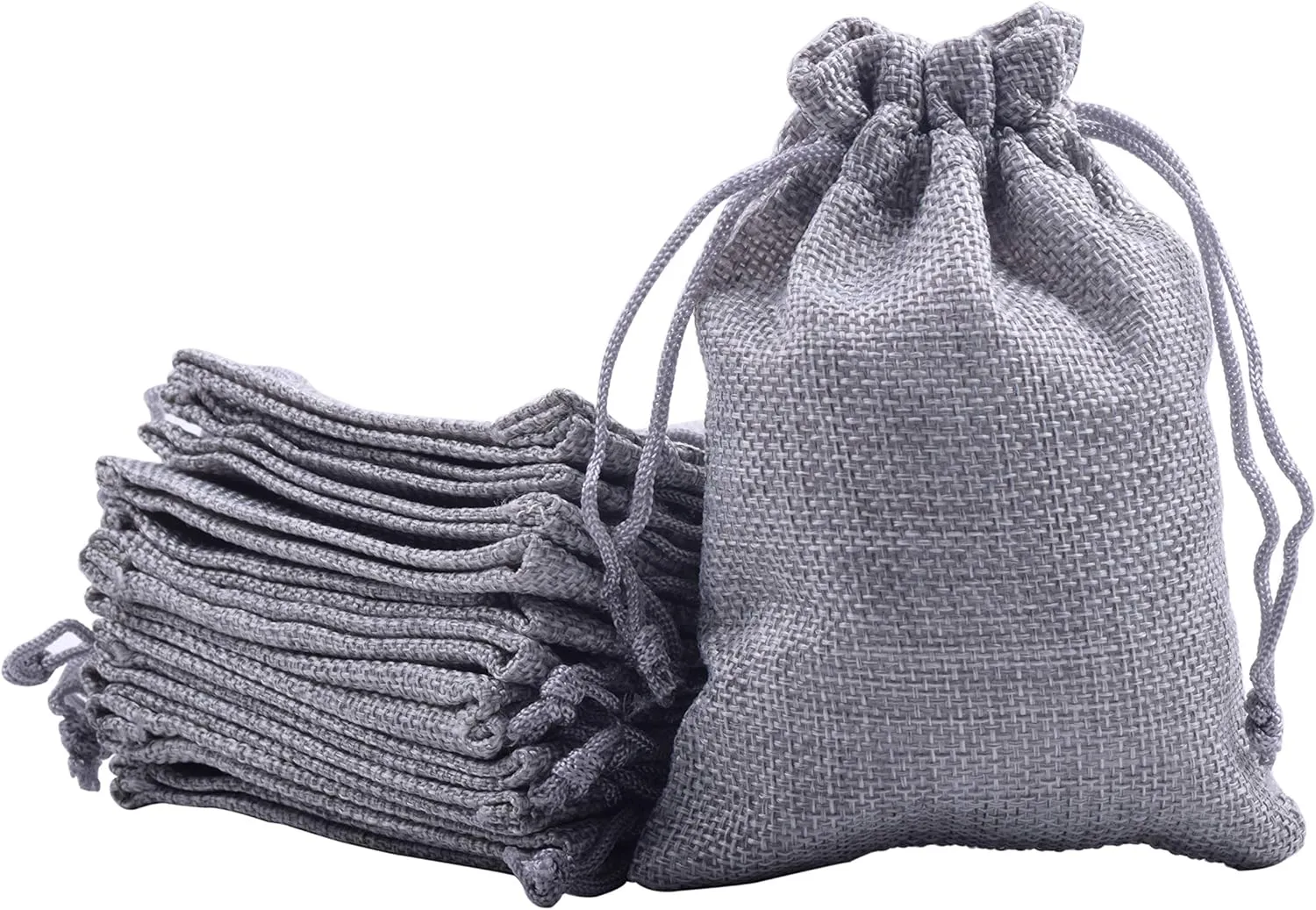 Sansam 50pcs 7.0x9.0cm/2.8''x3.6'' Grey Lining Burlap Small Gift Bags Hemp/Hessian Bags, Jewelry Pouches, Wedding Favors, Jewelry Packing, Sacks