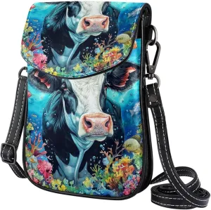 Satchel Bag Animal Cow Underwater Landscape Purse Crossbody Leather Messenger Bag For Women