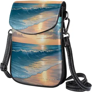 Satchel Bag Beach Scene Sunset Landscape Purse Crossbody Leather Messenger Bag For Women