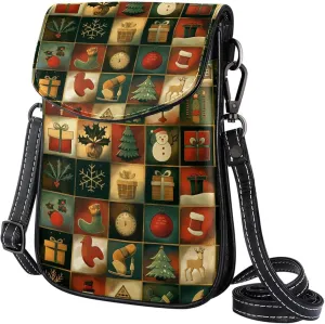 Satchel Bag Christmas Elements Purse Crossbody Leather Messenger Bag For Women