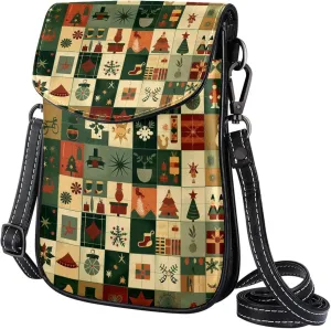 Satchel Bag Christmas Elements Purse Crossbody Leather Messenger Bag For Women