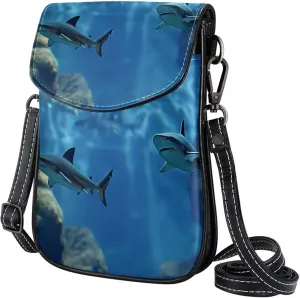Satchel Bag Cute Sharks Underwater Purse Crossbody Leather Messenger Bag For Women