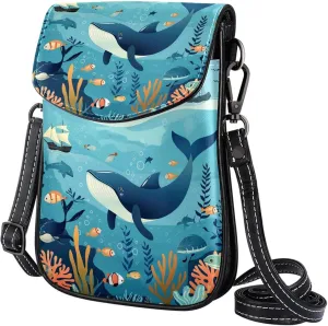 Satchel Bag Cute Whals Under Water Scene Purse Crossbody Leather Messenger Bag For Women