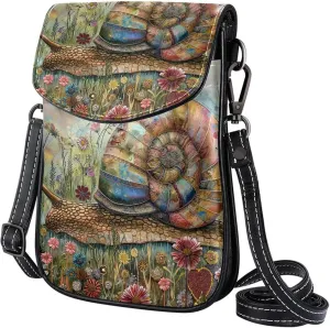 Satchel Bag Floral Blossom Snail Purse Crossbody Leather Messenger Bag For Women