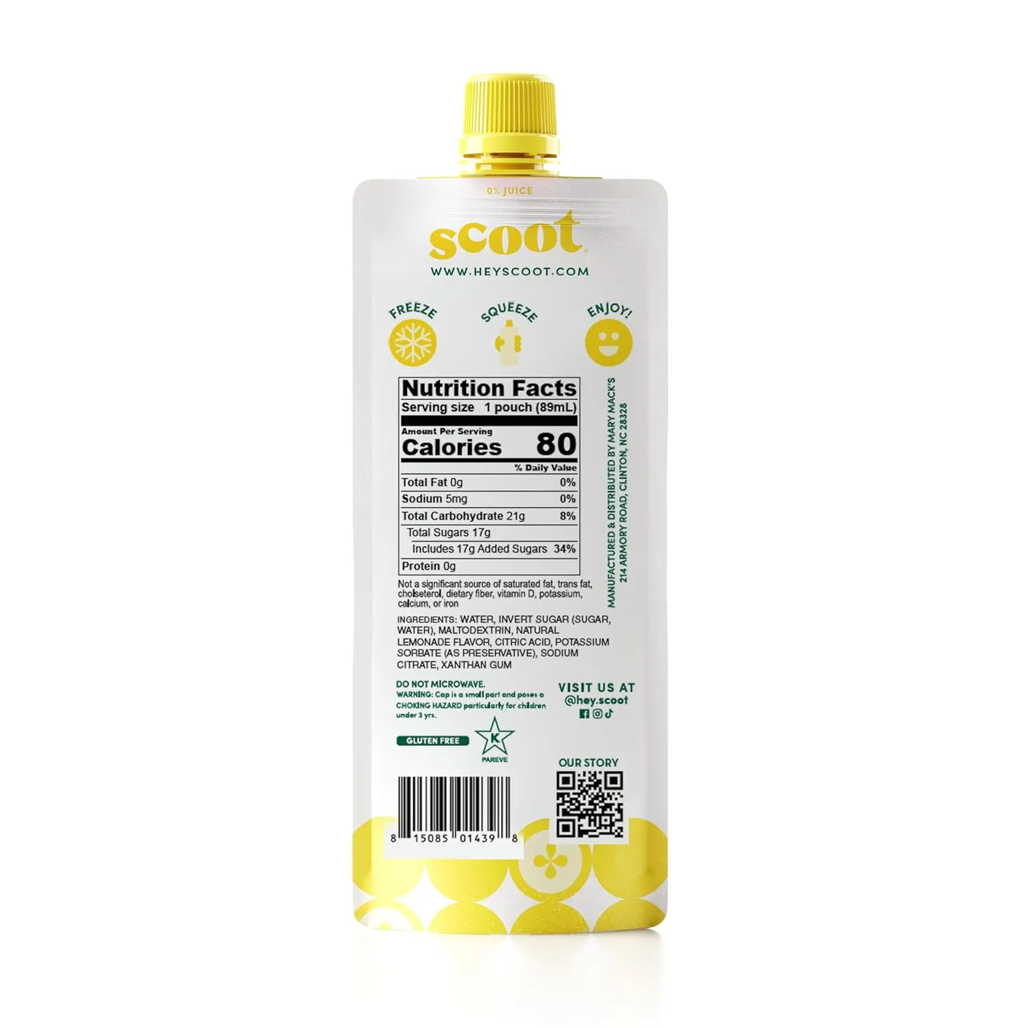 Scoot Frozen Lemonade 12 Pack: Original Lemon 12-3.25-ounce Shelf-stable Pouches of Classic Lemon Flavor Lemonade, Ready to Freeze, Squeeze Into a Slushy, and Enjoy