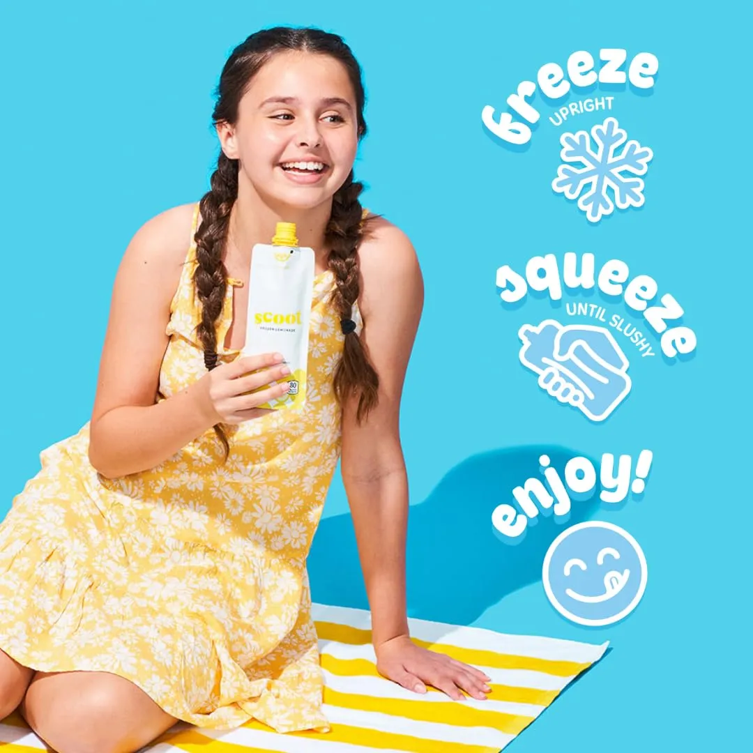Scoot Frozen Lemonade 12 Pack: Original Lemon 12-3.25-ounce Shelf-stable Pouches of Classic Lemon Flavor Lemonade, Ready to Freeze, Squeeze Into a Slushy, and Enjoy