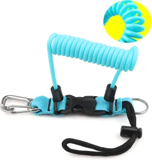 Scuba Diving Coil Landyard, Stainless Steel Spring Coiled Camera Lanyard with Quick Release Metal Buckle