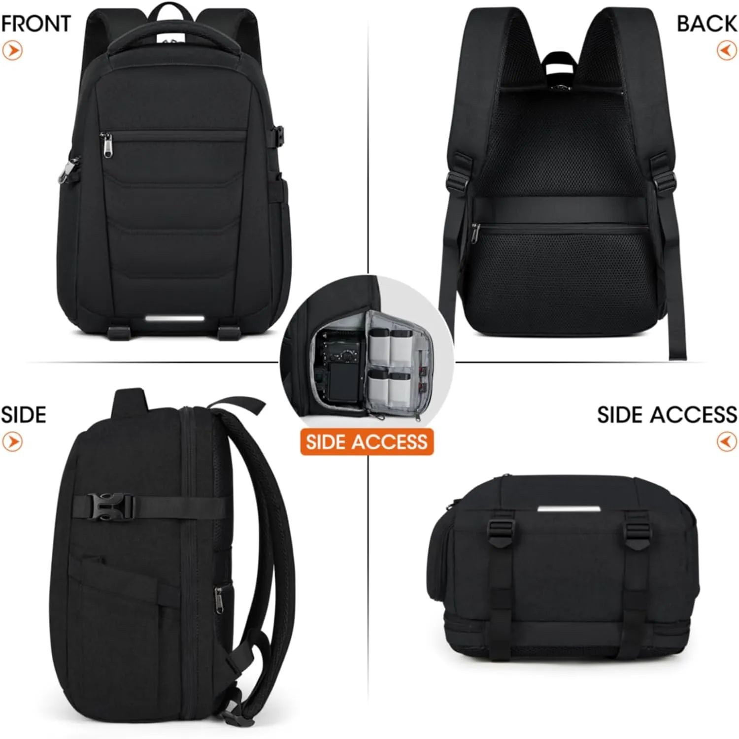 SDYSM Camera Bag Backpack Professional for DSLR SLR Mirrorless Camera Waterproof Laptop Back Pack 14 Inch with Rain Cover Anti Theft Travel Case Large Capacity Photography Backpack Black