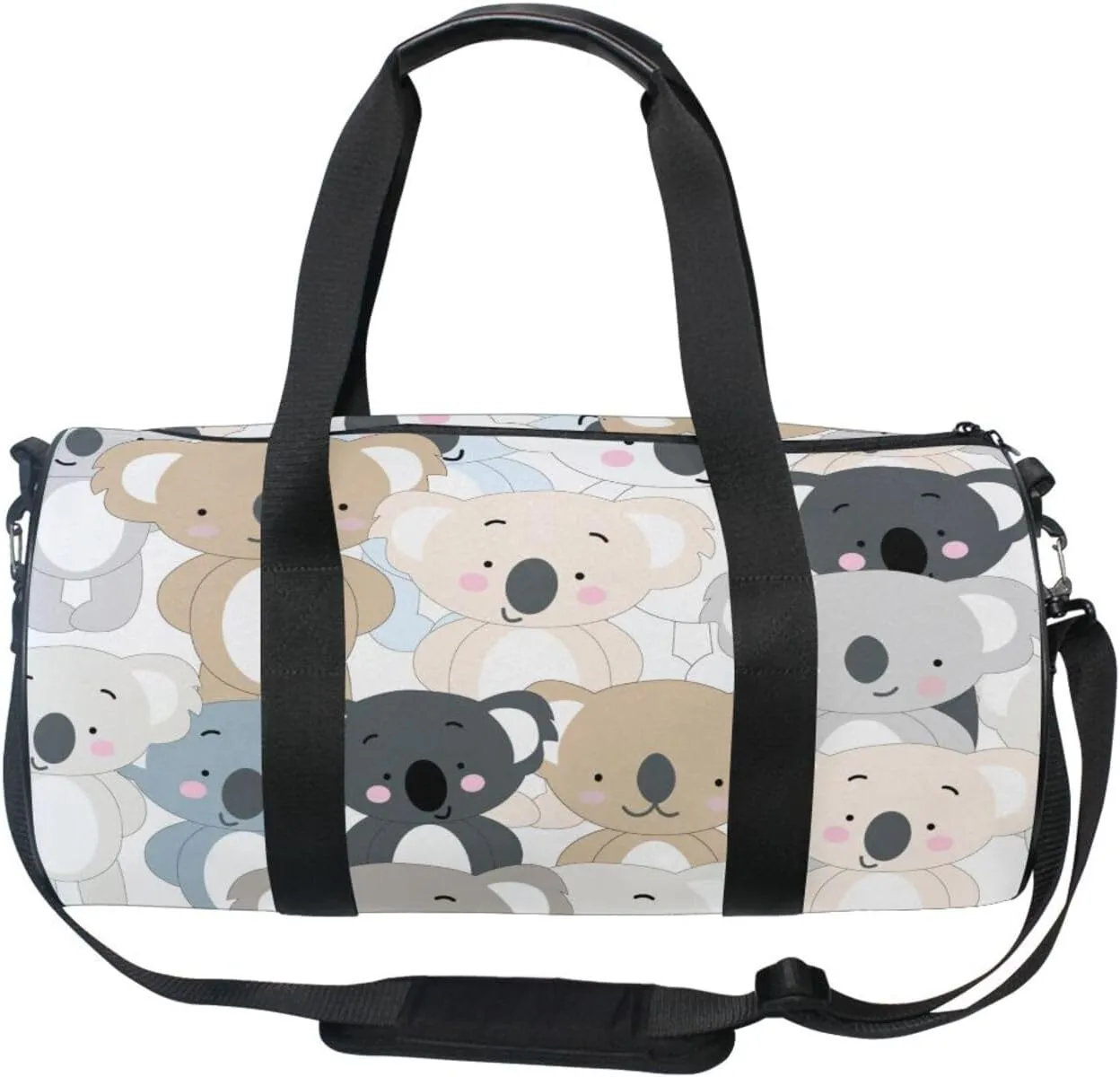 Seamless Koala Bear Hand Draw Doodle Cartoon Animals Texture Portable Gym Bag, Travel Bag, Luggage bag, Sports Bag, Toiletry Bag with Handles, Detachable Shoulder Strap 17.6 x 9 x 9 inch