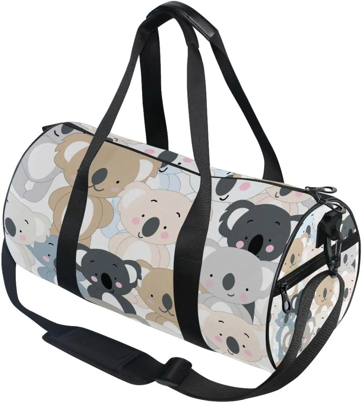 Seamless Koala Bear Hand Draw Doodle Cartoon Animals Texture Portable Gym Bag, Travel Bag, Luggage bag, Sports Bag, Toiletry Bag with Handles, Detachable Shoulder Strap 17.6 x 9 x 9 inch