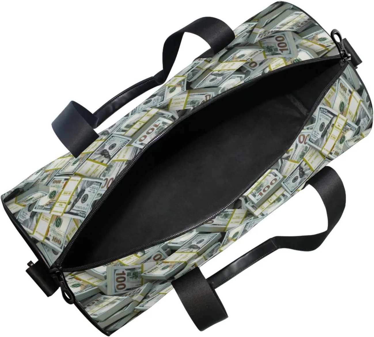 Seamless Packs of Dollars Lots of Cash Money Texture Duffel Bag, Foldable Canvas Travel Tote for Gym Sports with Inner Pockets, Durable Lightweight Fitness Bag for Overnight Workout