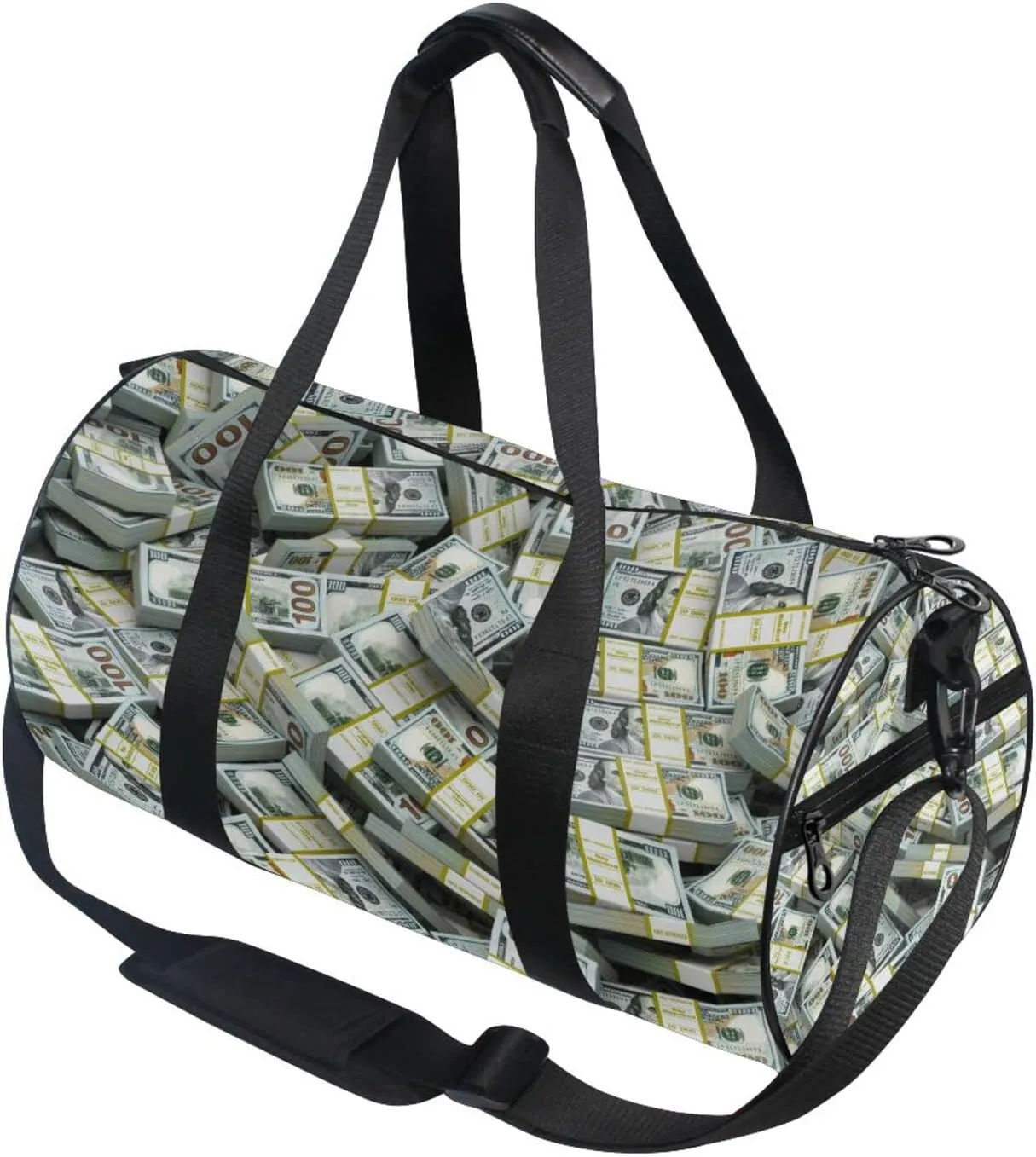 Seamless Packs of Dollars Lots of Cash Money Texture Duffel Bag, Foldable Canvas Travel Tote for Gym Sports with Inner Pockets, Durable Lightweight Fitness Bag for Overnight Workout