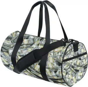 Seamless Packs of Dollars Lots of Cash Money Texture Duffel Bag, Foldable Canvas Travel Tote for Gym Sports with Inner Pockets, Durable Lightweight Fitness Bag for Overnight Workout