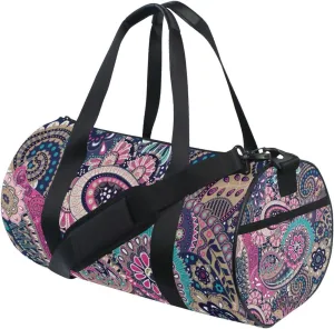 Seamless Vintage Paisley Flowers Floral Flowers Asian Pattern Portable Gym Bag, Travel Bag, Luggage bag, Sports Bag, Toiletry Bag with Handles, Detachable Shoulder Strap 17.6 x 9 x 9 inch