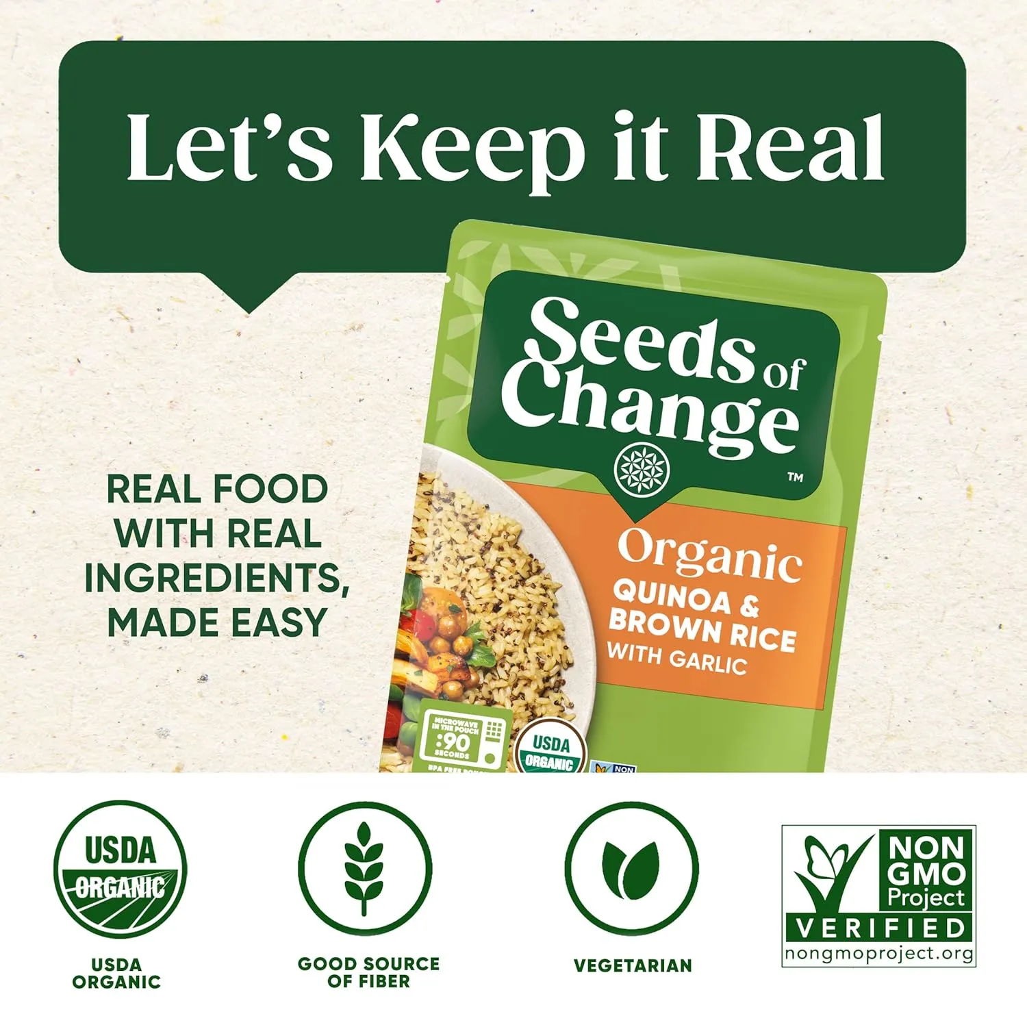 SEEDS OF CHANGE Organic Quinoa & Brown Rice 8.5 Ounce (Pack of 12)