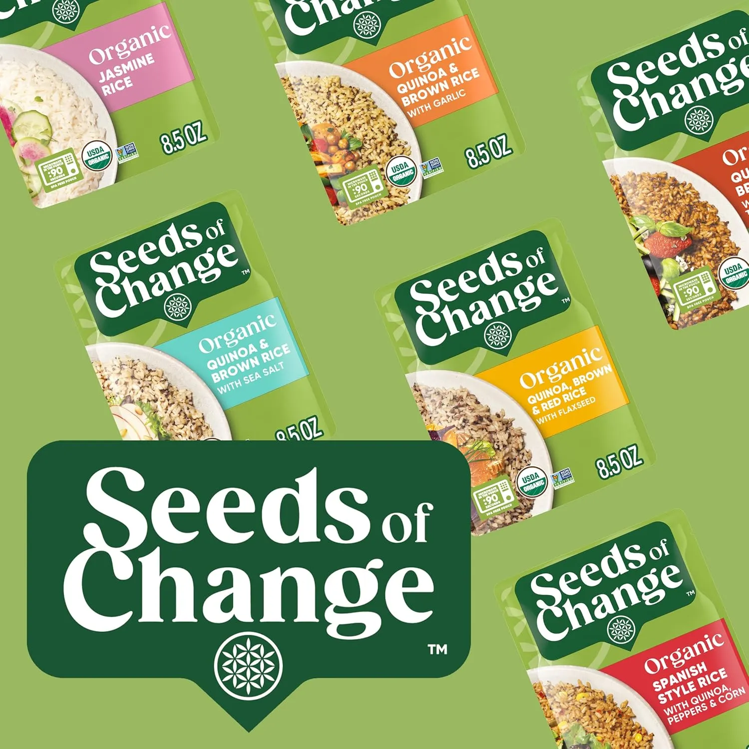 SEEDS OF CHANGE Organic Quinoa & Brown Rice 8.5 Ounce (Pack of 12)