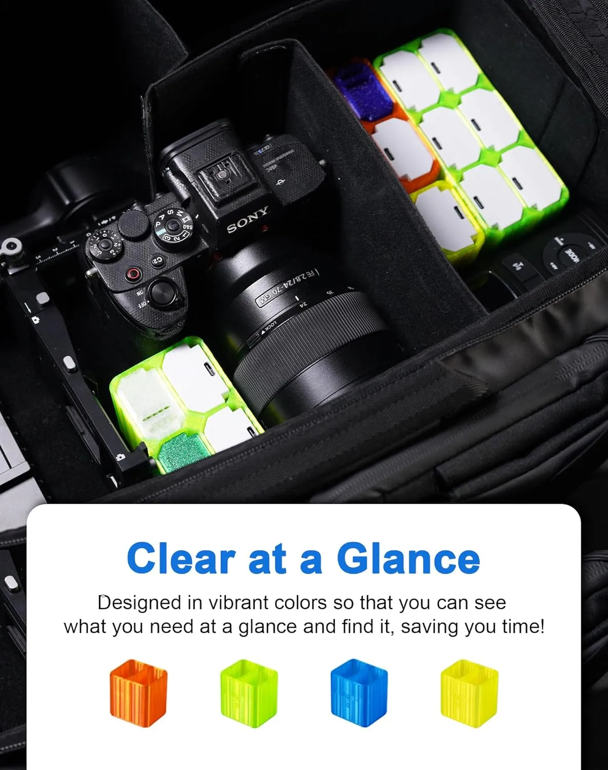 Selens TPU Air Bladder NP-FZ100 Camera Battery Case Bag Box for Sony NP-FZ100 Battery (Green 6 Sections)