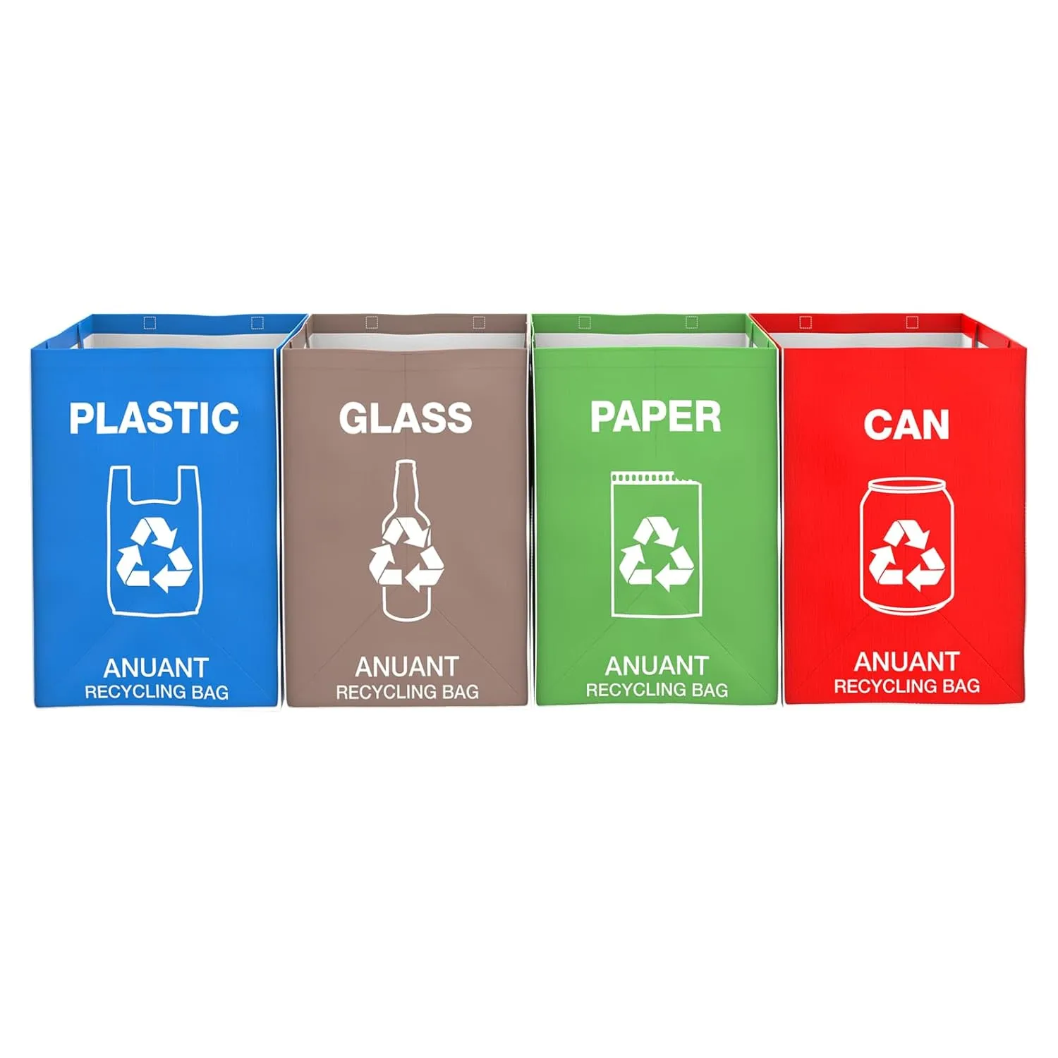 Separate Recycling Waste Bin Bags for Kitchen Office in Home - Large Size Sturdy Double Handles 10 Gallon Recycle Garbage Sorting Bins