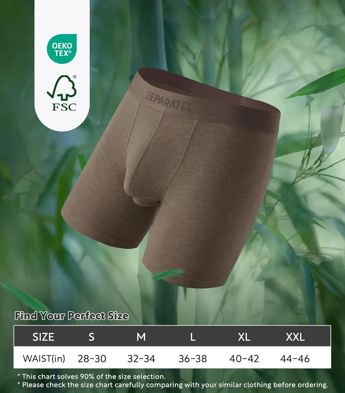 Separatec Mens Underwear with Pouch Moisture Wicking Dual Pouch Boxer Briefs Breathable Cool Rayon from Bamboo Underwear Men