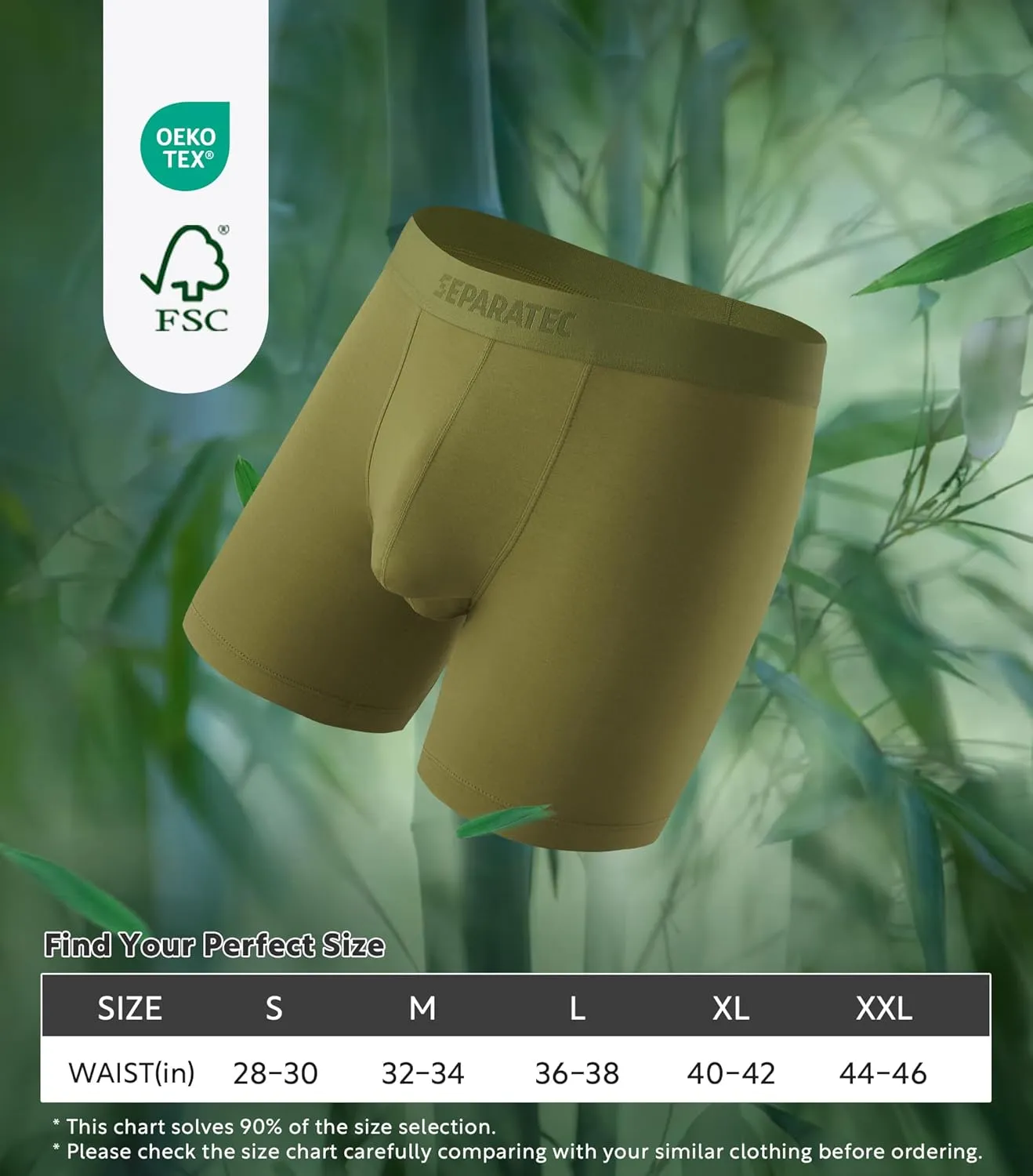 Separatec Mens Underwear with Pouch Moisture Wicking Dual Pouch Boxer Briefs Breathable Cool Rayon from Bamboo Underwear Men