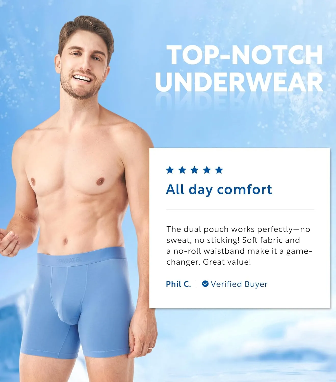 Separatec Mens Underwear with Pouch Moisture Wicking Dual Pouch Boxer Briefs Breathable Cool Rayon from Bamboo Underwear Men