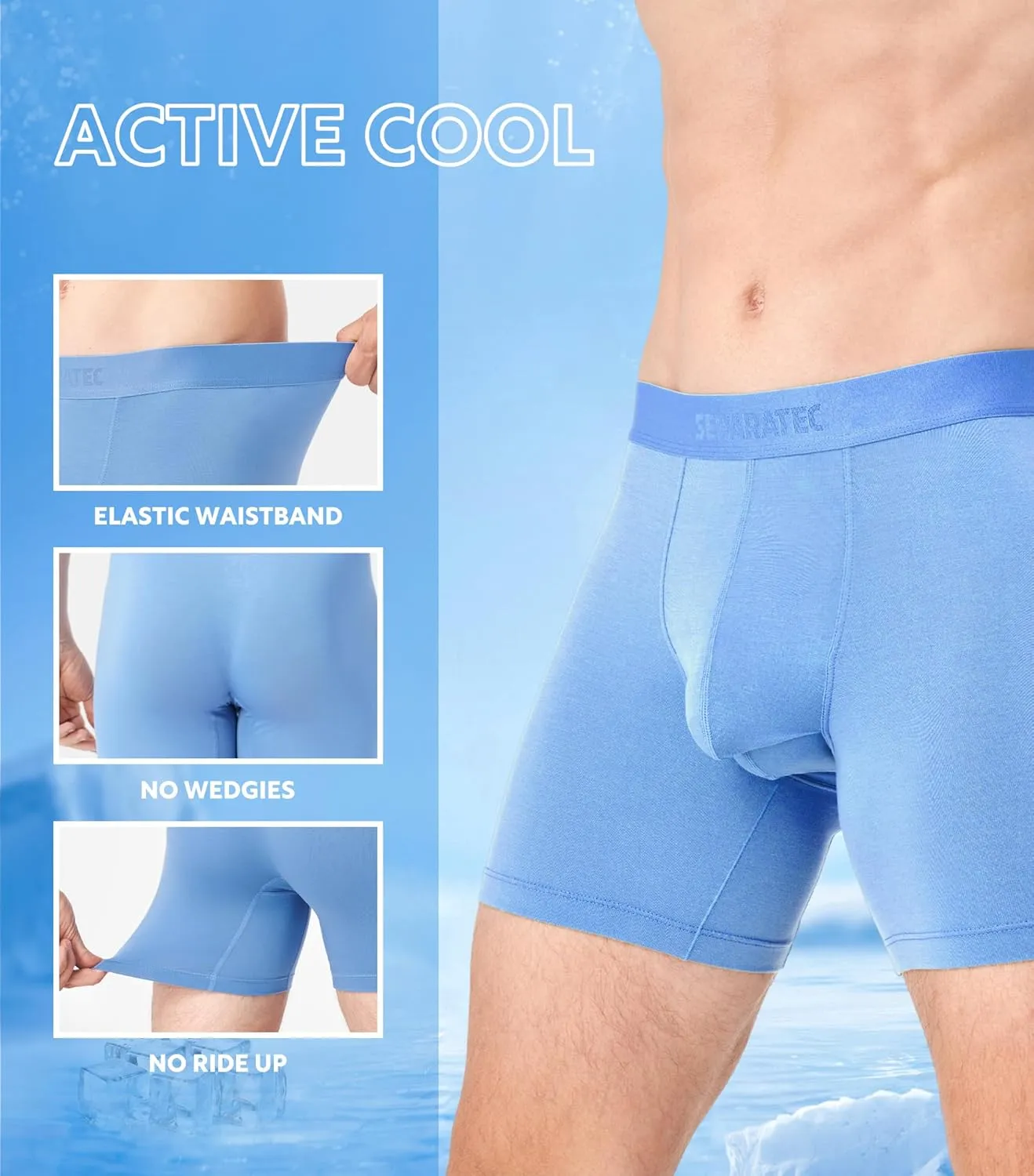 Separatec Mens Underwear with Pouch Moisture Wicking Dual Pouch Boxer Briefs Breathable Cool Rayon from Bamboo Underwear Men