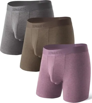 Separatec Mens Underwear with Pouch Moisture Wicking Dual Pouch Boxer Briefs Breathable Cool Rayon from Bamboo Underwear Men