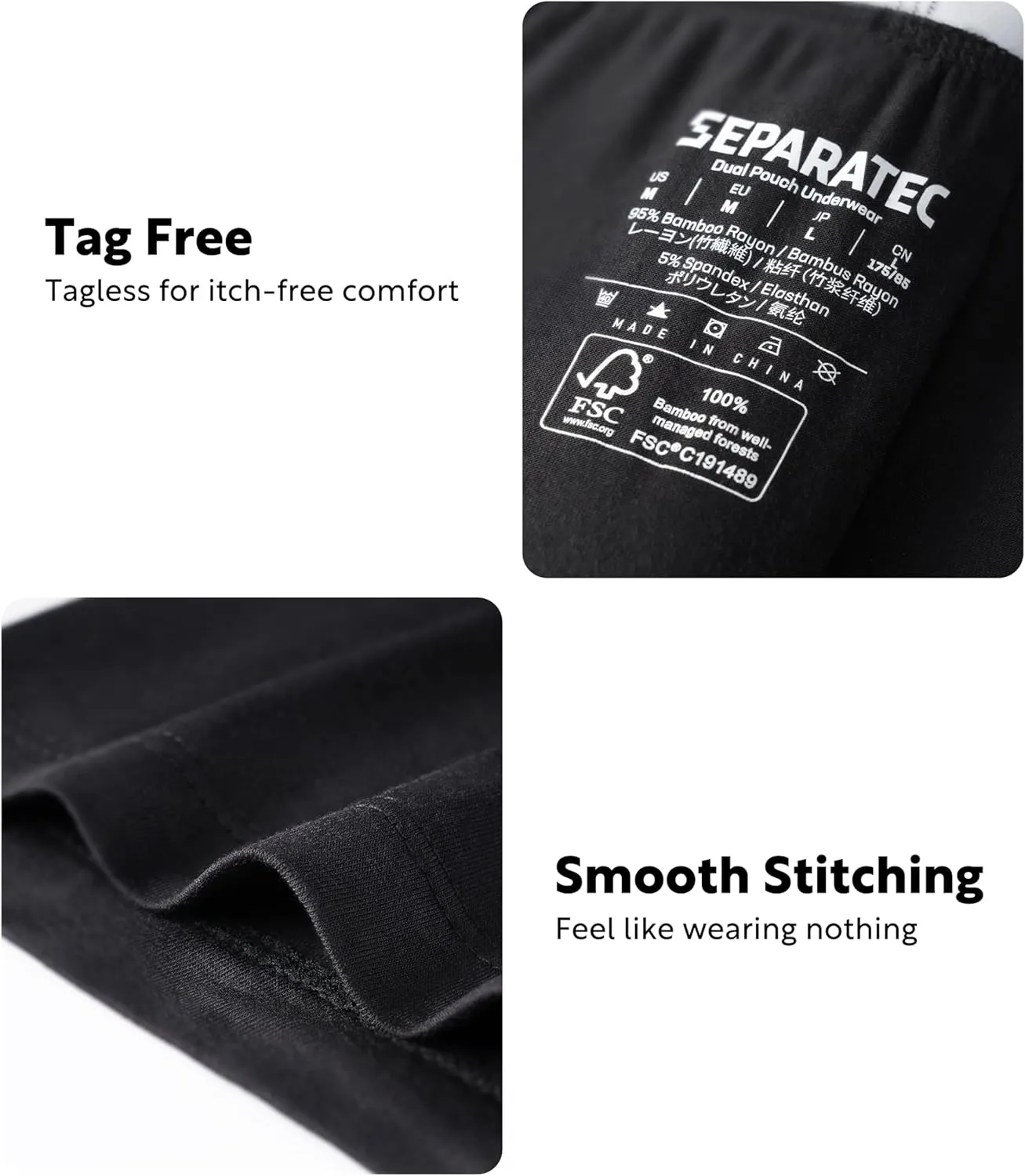 Separatec Mens Underwear with Pouch Moisture Wicking Dual Pouch Boxer Briefs Breathable Cool Rayon from Bamboo Underwear Men