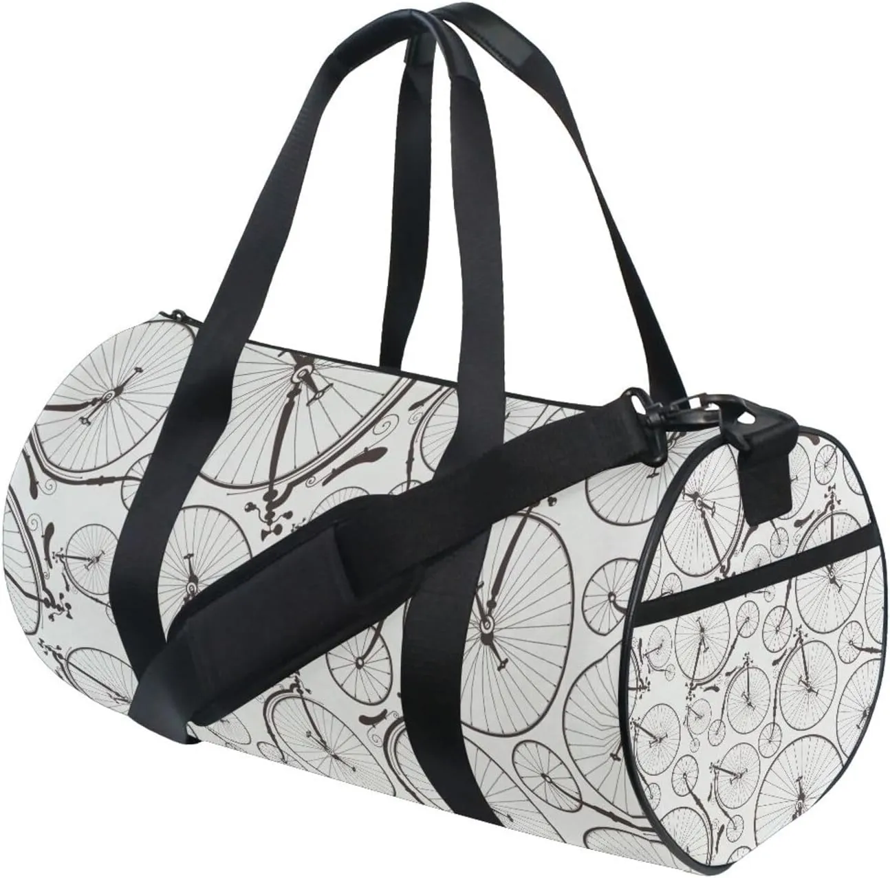 Set of Seamless Old Bicycles Bikes Portable Gym Bag, Travel Bag, Luggage bag, Sports Bag, Toiletry Bag with Handles, Detachable Shoulder Strap 17.6 x 9 x 9 inch
