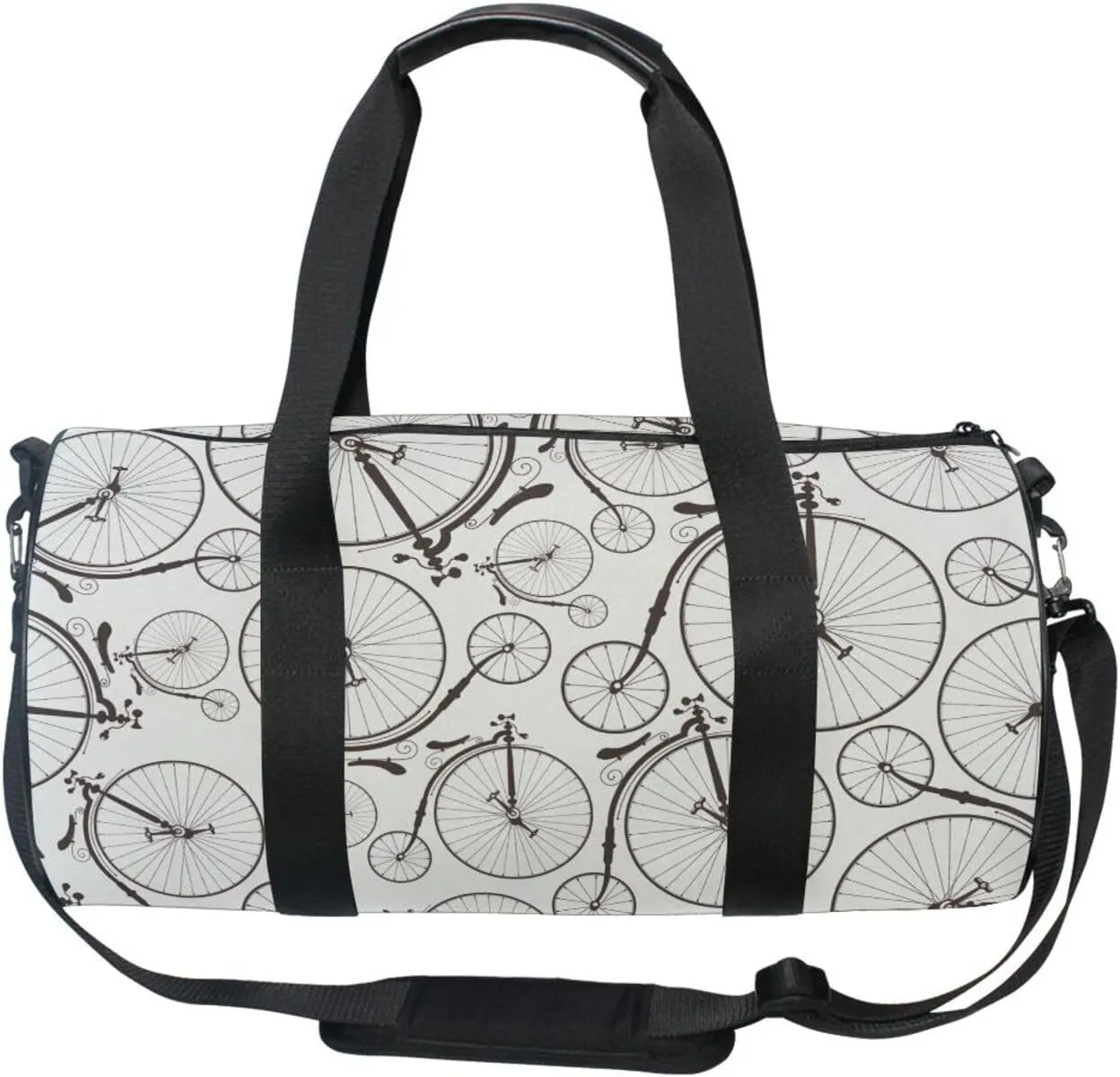Set of Seamless Old Bicycles Bikes Portable Gym Bag, Travel Bag, Luggage bag, Sports Bag, Toiletry Bag with Handles, Detachable Shoulder Strap 17.6 x 9 x 9 inch