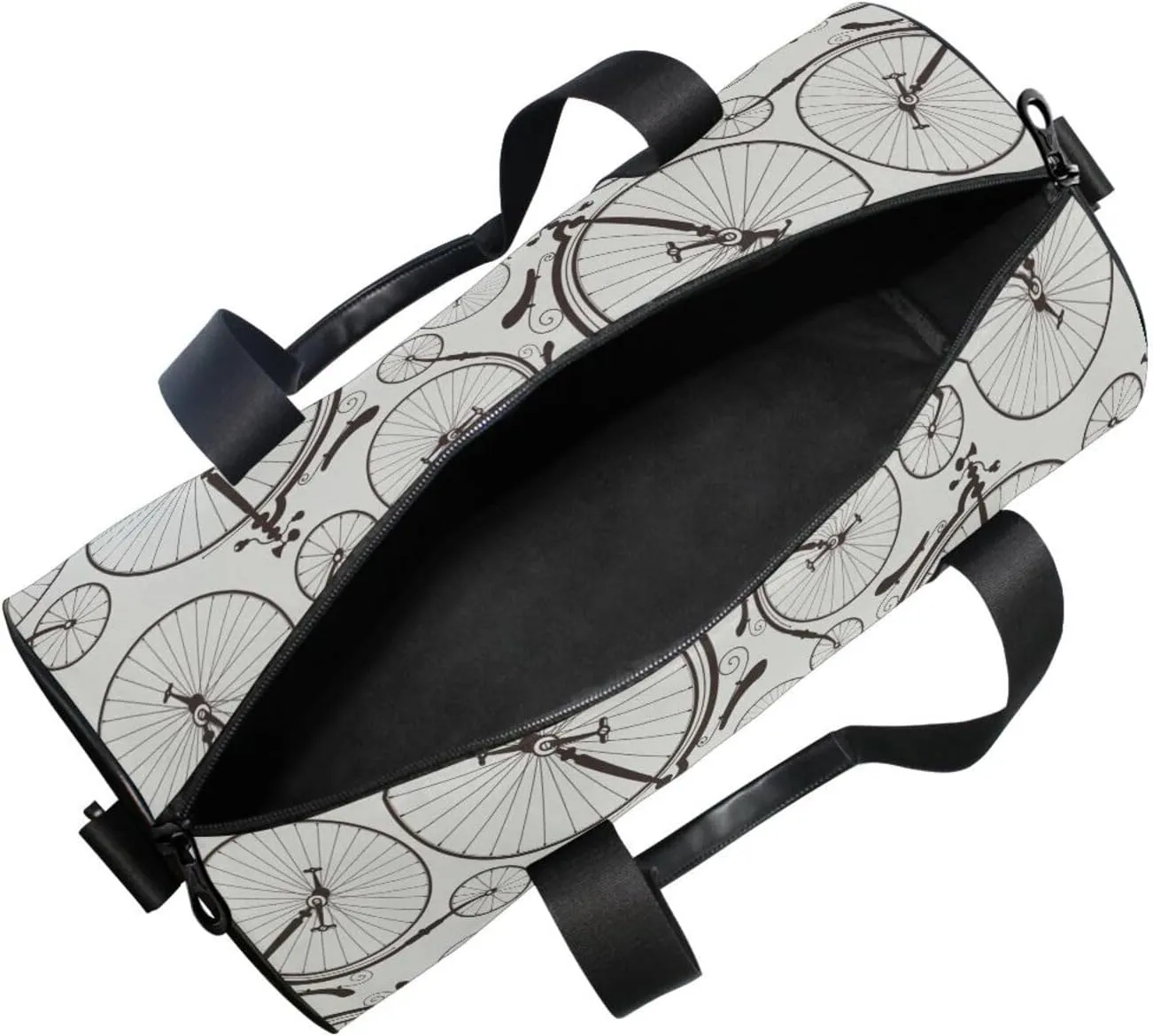 Set of Seamless Old Bicycles Bikes Portable Gym Bag, Travel Bag, Luggage bag, Sports Bag, Toiletry Bag with Handles, Detachable Shoulder Strap 17.6 x 9 x 9 inch
