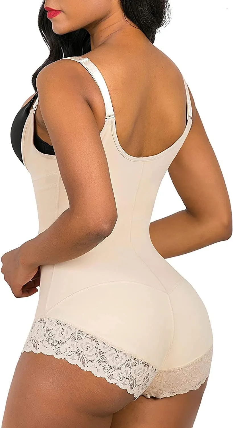 SHAPERX Women's Fajas Colombianas Shapewear Postpartum Tummy Control Body Shaper Butt Lifter Bodysuit