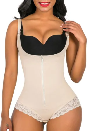 SHAPERX Women's Fajas Colombianas Shapewear Postpartum Tummy Control Body Shaper Butt Lifter Bodysuit