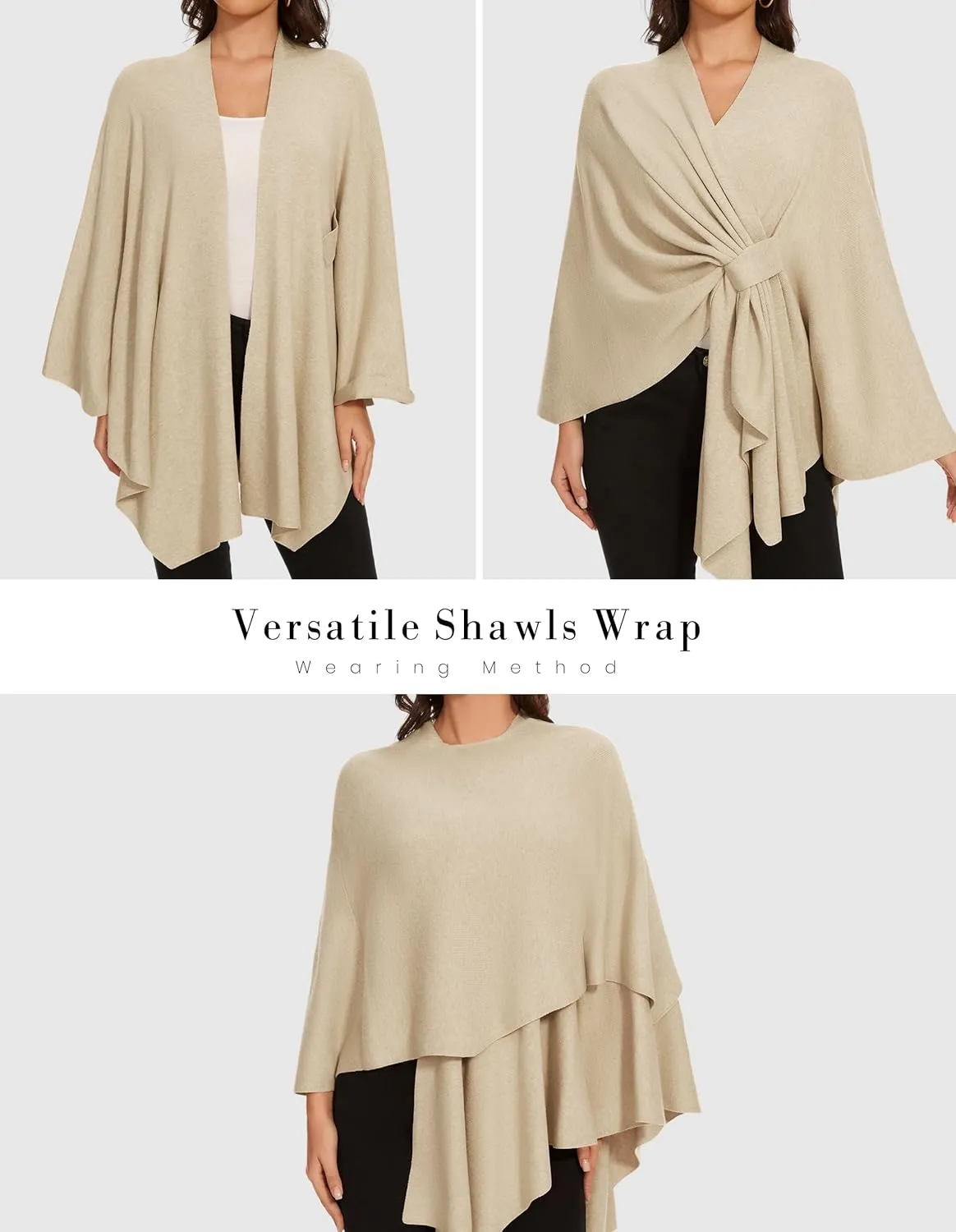 Shawl Wraps for Women Cross Front Poncho Sweater Knitted Cape Soft Warm Elegant for Fall Winter Spring Wedding