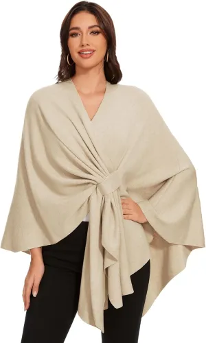 Shawl Wraps for Women Cross Front Poncho Sweater Knitted Cape Soft Warm Elegant for Fall Winter Spring Wedding