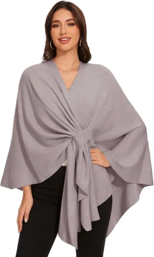 Shawl Wraps for Women Cross Front Poncho Sweater Knitted Cape Soft Warm Elegant for Fall Winter Spring Wedding
