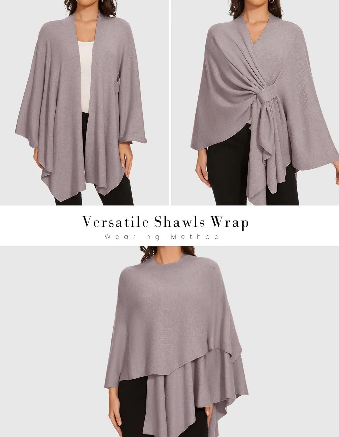Shawl Wraps for Women Cross Front Poncho Sweater Knitted Cape Soft Warm Elegant for Fall Winter Spring Wedding