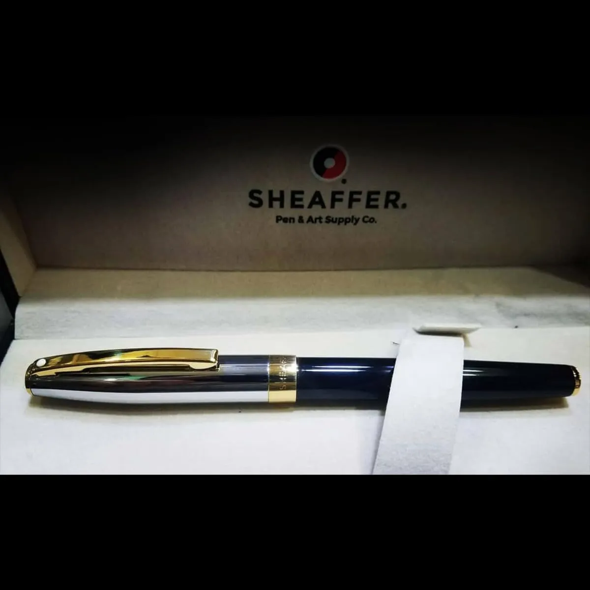 Sheaffer Sagaris Black Rollerball Pen with Chrome Cap and Gold Tone Trim