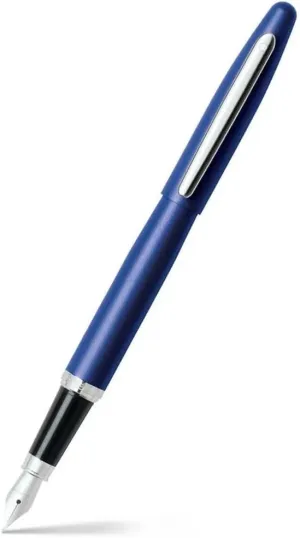 Sheaffer VFM Neon Blue Fountain Pen with Chrome Trim and Medium Nib