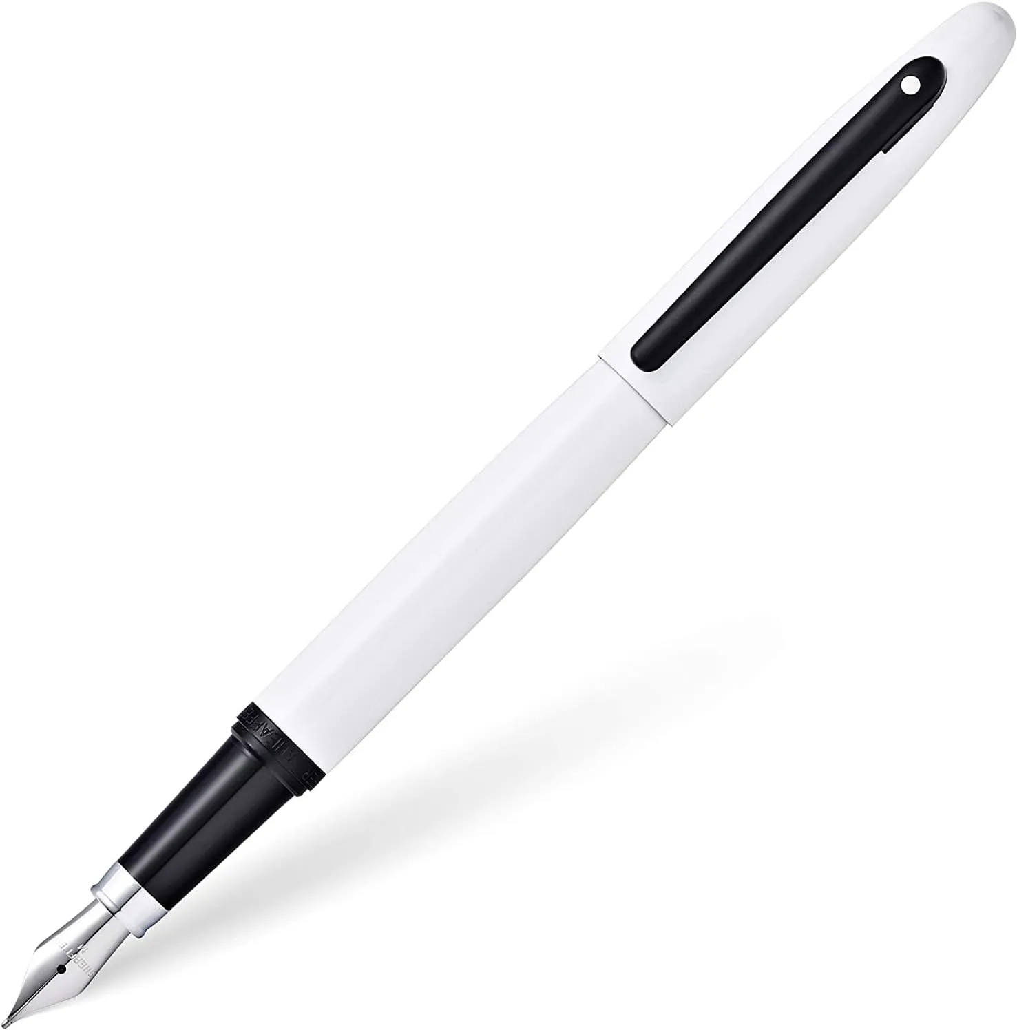 Sheaffer VFM Pearlescent White Lacquer with Contrasting Matte Black Appointments and Medium Nib Fountain Pen