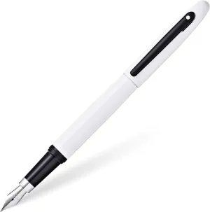 Sheaffer VFM Pearlescent White Lacquer with Contrasting Matte Black Appointments and Medium Nib Fountain Pen
