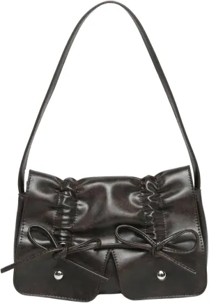 SHENHE Women's PU Leather Shoulder Bag Coquette Bow Purse Y2k Small Flap Purse Handbag