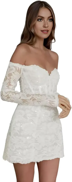 Short Wedding Dresses for Bride Beach Lace Strapless Tulle Applique Boho Mini Bridal Dress for Bride
